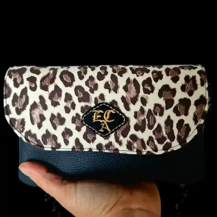 pochette ecopelle nera e leopardato