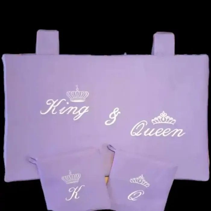 copri forno con ricamo King & Queen con presine abbinate