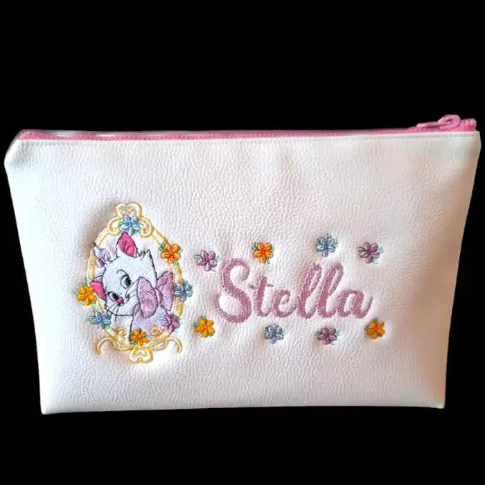 pochette in ecopelle con ricamo personalizzato